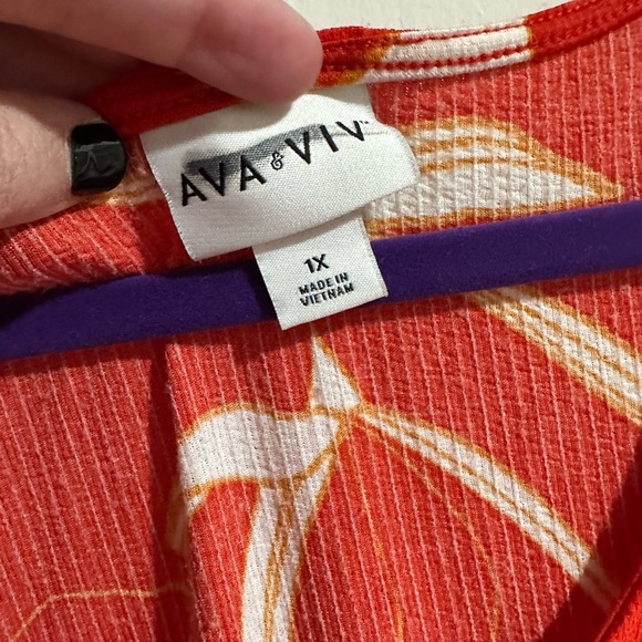 Ava & Viv Red and White Floral Dress Tropical - Picture 2 of 9